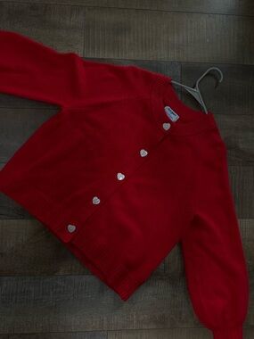 Old Navy Red Knit Cardigan with Heart Buttons